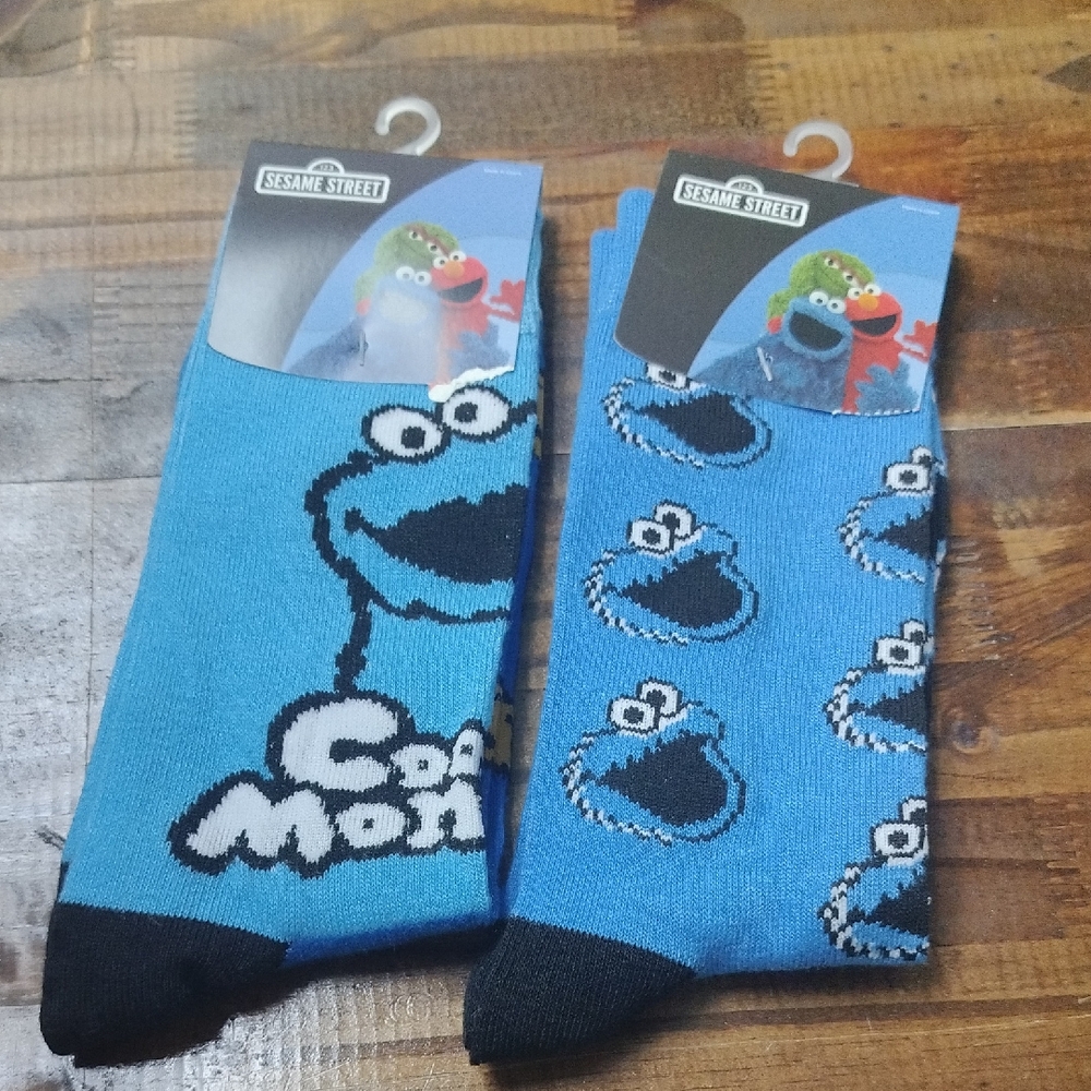 Sesame Street Cookie Monster Blue and Black Socks 2 Pr.